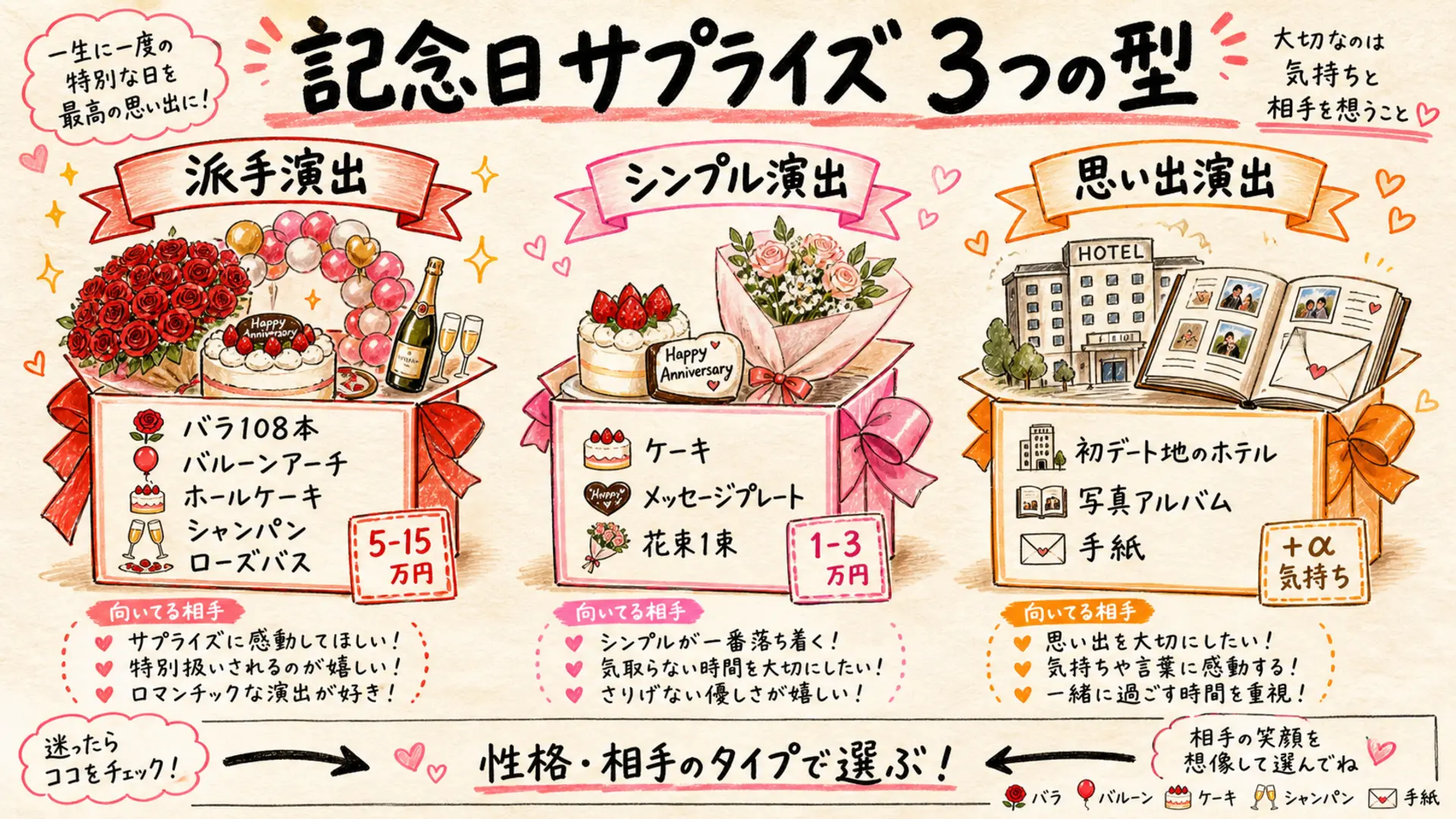 記念日サプライズ 3つの型
