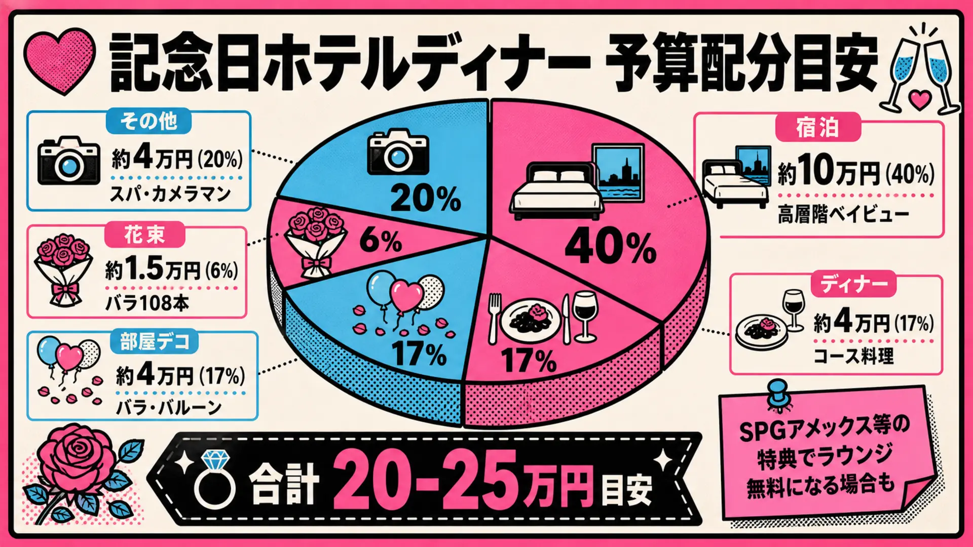 記念日ホテルディナー 予算配分目安